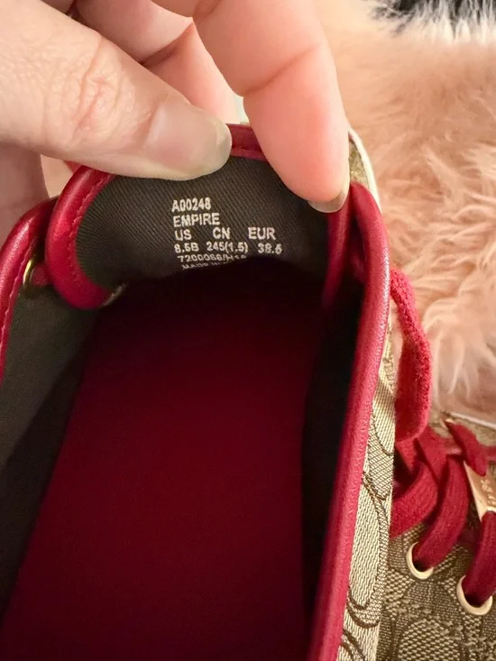 Coach Empire Outline Canvas Sneakers in the Tan & Red - Picture 8 of 8